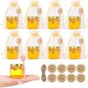AuroTrends Mini Honey Jars with Dipper 1.5oz 8Pack, Empty Hexagon Honey Jars for Baby Shower Favors/Wedding Favors/Party Gifts- Mini Glass Jars with Gold Lids