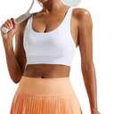 RUNNING GIRL High Impact Sports Bras for Women, High Support Running Strappy Women's Sports Bra with Sewn in Pads (White, XL)