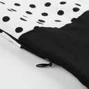 Nihsatin Vintage 1950s Retro Rockabilly Swing Dress Polka Dots Cocktail Dress with Belt (Black, XXXL)
