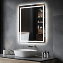 Amorho LED Mirror for Bathroom 28X20 Inch with Backlight and Front Lit, Fogless Mirror for Wall Mounted, Dimmable, 3 Colors, Memory