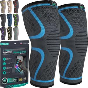Modvel Compression Knee Brace for Women & Men, 2-Pack Knee Brace for Running Knee Pain, Knee Support Compression Sleeve, Workout Sports Knee Braces for Meniscus Tear, ACL & Arthritis Pain Relief (Medium, Blue)