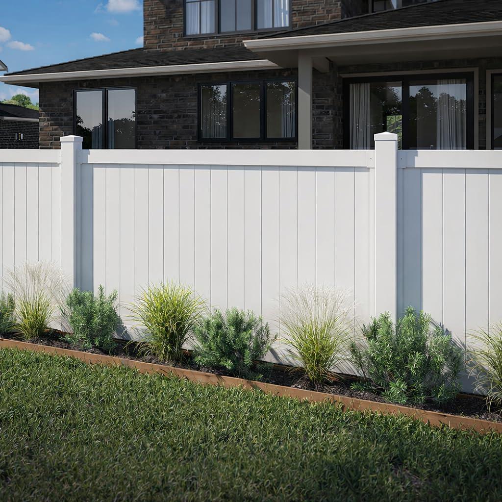 4ft H x 6ft W (1 Panel + 1 Post) Permanent No Dig WamBam Westport Fence Kit, Durable White Vinyl Privacy Fence, BL19105