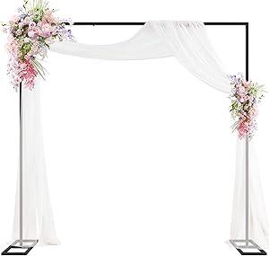 Putros Heavy Duty Backdrop Stand 8ft x 8ft Gold Pipe and Drape Kit Adjustable Metal Backdrop Sand for Wedding Photobooth Exhibition Decoration