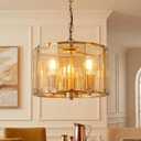 Gold Chandeliers for Dining Room,3-Light Pendant Lights Kitchen Island Round, Height Adjustable Modern Dining Room Light Fixture over Table for Kitchen Entryway Foyer Living Room, UL Listed, 13 Inch