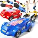Rocket Toy Car Launcher, 2 Race Car and 6 Foam Rockets, Outdoor Outside Backyard Toys for Boys & Girls, Birthday Gift Toys for Kids Boys Girls Age 3 4 5 6 7 8 Years Old