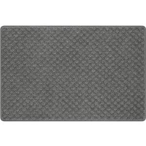 PURE ERA Carpet Stair Tread Landing Mat Tape Free Self Adhesive Non Slip Skid Resistant Indoor Doormat Area Rug Floor Mat for Kitchen Bathroom Workstations Washable 2' X 3' (Gray Mini-diamond Trellis)