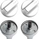 4-Pack Stove Knobs & Gas Range Oven Knob W11517334 - Stainless Steel Replacement for Whirlpool WEG515S0FB0/WEG745H0FS0, Replaces W11122869/W10850033 - Durable Gas Range Knobs
