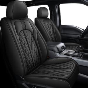 TTX LIGHTING Seat Covers Fit for 2009-2025 Ford F150 and 2017-2025 F250 F350 F450 Perforated Leather Truck 5 Seat Covers Full Set (Black)