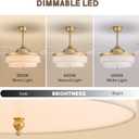 48" Gold Modern Ceiling Fans with Lights Boho Fandelier Retractable Ceiling Fan Light Dimmable Fabric Chandelier Fan for Living Room Dining Room Bedroom