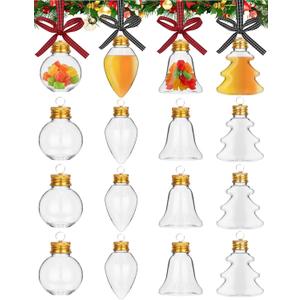 Yotako 16Pcs Fillable Christmas Ornaments, Booze Balls Christmas Ornaments Clear Ornaments for Drinks Christmas Booze Balls (4 Style, 50ml), Gift