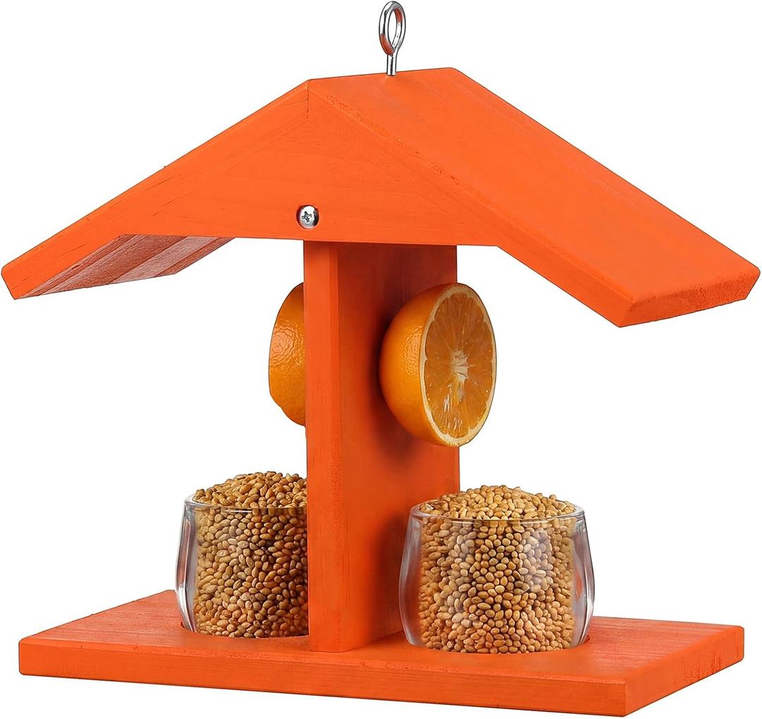 Geelin 1 Set Oriole Feeders for Outdoors Hanging Jelly Oriole Bird Feeder for Wild Birds and Outdoor Decor Dual-Sided Feeding 2 Removable Glass Dishes Fruit Spikes