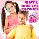 60 Pcs Adhesive Kids Eye Patches for Girls Toddler Eye Patches Bulk Breathable Material, Light Blocking Cotton Colorful and Fun Designs Adhesive Bandages for Girls, 12 Styles