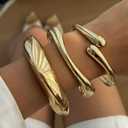 MTINEAPS 3 PCS Gold Bangle Bracelets Set for Women Teens Trendy Chunky Adjustable Twist Cuff Bracelet Jewelry Gifts