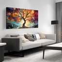 Colorful Tree Canvas Wall Art for Bedroom - Abstract Pictures Wall Art for Living Room - Modern Pictures for Office Wall Decor Size 24" x 48"