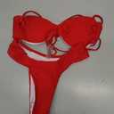 SweatyRocks Women's Two Piece Swimsuit Ruched High Cut Mid Rise Bikini Sets Swimwear (Red, S)