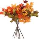 MISSPIN Artificial Fall Maple Leaves Stems, 8 PCS Fall Decorations for Indoor Outdoor Halloween Thanksgiving Farmhouse Arrangement Decorations for Front Door Wedding Centerpieces in Autumn