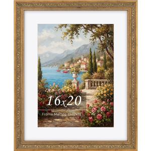 Golden State Art 16x20 Ornate Picture Frame Display 12x16 Photo With Mat | Frame with Plexiglass, Ornate Picture Frames for Wall Display, 12x16 Photo With Mat or 16x20 without Mat for Antique Decor
