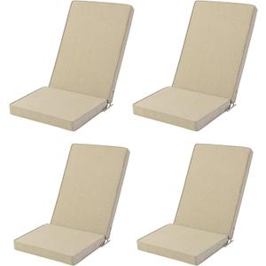Adirondack Chair Cushions Set of 4 - Removable Covers, Water-Repellent & Fade-Resistant Faux Linen, Securing Straps, Non-Slip Bottom, Fit for Most Outdoor Adirondack & Rocking Chairs - Nature