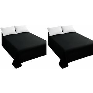Sfoothome King Flat Sheets Black Top Sheets, Premium Hotel 2-Pieces, Luxury and Soft 1500 Thread Count Quality Bedding Flat Sheet