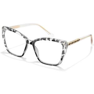 Joylook Reading Glasses for Women Trendy TR90 Blue Light Blocking Metal Frame Readers Stylish Square Cat Eye Eyewear, Tortoise Grey, 1.25x
