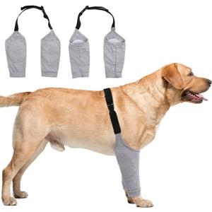 Dog Recovery Suit for Front Legs, Dog Leg Sleeves After Surgery with Elastic Band, Soft Protective Elbow Braces for Medium Large Dogs, Cone Collar Alternative to Stop Licking Leg Wounds,Grey,3XL (3XL(Sleeve Length:15.4"))
