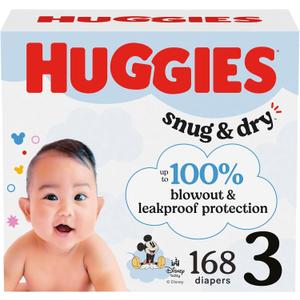 Huggies Size 3 Diapers, Snug & Dry Baby Diapers, Size 3 (16-28 lbs), 168 Count