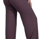 VOYJOY Straight Leggings Bottoms Wide Leg Pants for Women 29"/ 31.5"/33"/35" High Waist Stretch Casual Sweatpants (Purple, L)