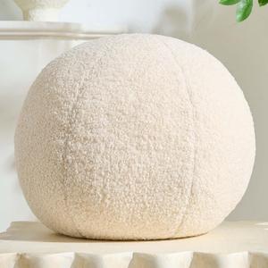 11.8 inch Ball Pillow Round Decorative Pillow Beige Sphere Shaped Throw Pillows Soft Nordic Style Boucle Pillows Cushion for Bed Couch Living Sofa Room Decor