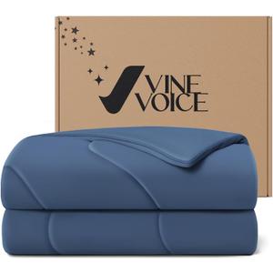 Cooling Comforter for Hot Sleepers, Queen 90x90, Midnight Blue | Cooling blanket feel, Q-Max >0.4 cool touch, double-sided cooling, Sorona fill, for night sweats, lightweight & breathable