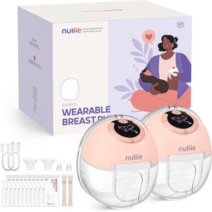 Nuliie Hands-Free Breast Pump, Wearable Breastfeeding Pump 4 Modes 9 Levels with 18/21/24MM Flange, Electric Breast Pump Portable, Replaced Pumping Accessories Included (2 Packs, Pink)