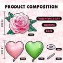 3 x 7PCS Rose Heart Balloons, 31 Inch Pink Flower Balloon with 6PCS 18 Inch Love Balloons, Romantic Party Decorations for Valentine’s Day, Mother’s Day, Wedding and Anniversary (Pink Rose)
