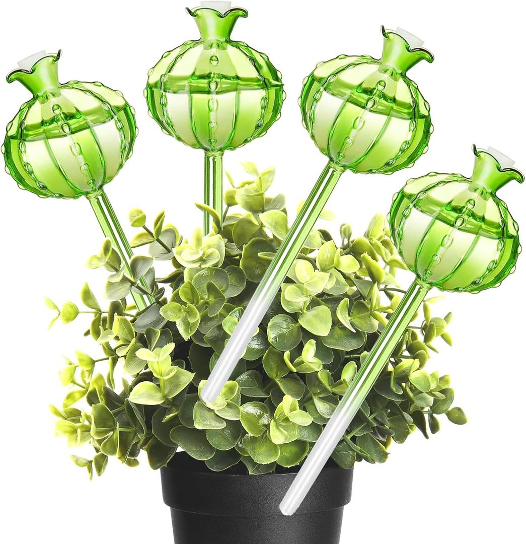 4 Pack Self Watering Planter Insert,Plant Watering Devices Plant Watering Globes for Indoor Plants,Easy Plants Live Houseplants Self Watering Plant Accessories Indoor Items for Plant Lovers - Green