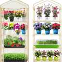 Garden 4-Tier Greenhouse  for Indoor Outdoor Gardening Hot House w/ Zippered Cover and Metal Shelves for Growing Vegetables, Flowers and Seedlings (PLGH704OWP)