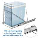 Youeon Pull Out Trash Can Under Cabinet, Adjustable Stainless Steel Under Sink Trash Can Pull Out, Slide Out Garbage Shelf, Fit for 7-11 Gallon Trash Can(Not Included)