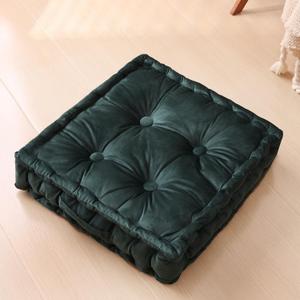 Square Floor Pillows, Large Floor Cushion for Adults Kids, Meditation Floor Pillow Seating Cushion with Shredded Memory Foam and Silk Wadding, 20"x20"x5" Dark Green