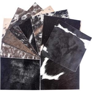 Natural Cowhide Leather Squares, Mixed Colors Hair-On Hide, 6 * 6 Inch, Pack of 10 (Black (12 x 12))