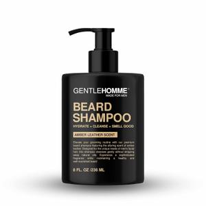 Gentlehomme - Beard Shampoo - Men’s Beard Wash - Hydrate, Cleanse, Soften & Strengthen - For Itchy & Flaky Facial Hair - With Witch Hazel - All Skin & Beard Types - Vegan - Amber Leather Scent - 8oz,BBD07/2027