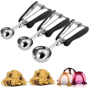 Ultra Durable Stainless Steel Cookie Scoops Set Versatile Trigger Ice Cream Scoop. 3 Sizes for Kitchen Cooking, Baking, Muffins or Fruit. Small (1 Tbsp), Medium (2 Tbsp), Large (3 Tbsp) Ballers