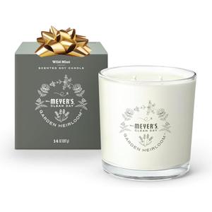 MRS. MEYER'S CLEAN DAY Garden Heirloom Scented Soy Candle, Large, Wild Mint Scent, 14 Ounce Candle