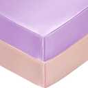 SiinvdaBZX 2 Pcs Satin Mini Crib Sheets 38 x 24In, Silky Soft Mini Portable Crib Sheets Mattress Cover Portable Playard Sheets with 5In Deep Pocket, Great for Baby Hair (Pink & Lavender)
