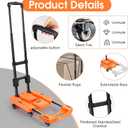 Voipvvii Folding Hand Truck500lbs, Portable Heavy Duty Dolly Cart, 6 Wheels Collapsible Luggage Cart with 2 Elastic Ropes - Compact Trolley Cart for Easy Moving - Ideal Hand Cart for Travel and More