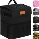 Car Trash Can Bin for Back Seat Leak Proof, Cute Car Trash Bag Hanging, Vehicle Trash Can for SUV Truck Van, Automotive Garbage Cans Front Seat Black (3 Gallons, Balck)