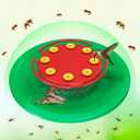 Hummingbird Feeders Outdoors Bird Feeder - Big Ant Moat Perch with 8 Bee Guard Feeding Ports, Adjustable C-Clamp Stand, 13 oz for Outside Garden Yard (Green and red)