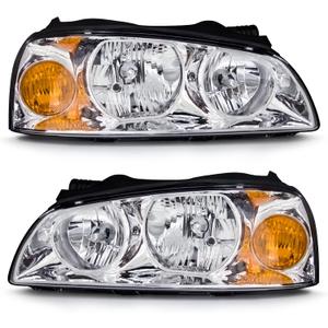 Headlights Assembly for 2004 2005 2006 Hyundai Elantra models only Chrome Housing Amber Reflector Replacement Driver & Passenger SideNo bulbs included