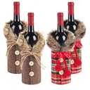 Christmas Bottle Cover Set, 6pcs Gift Bag, Burlap Sweater Collar & Button Coat Design Decorations for Xmas, Wedding, Birthday, Holiday Party
