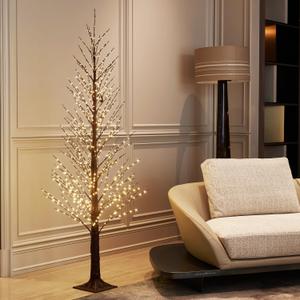 Birchlitland Brown Tree Lights 6ft Plug in 810 LED for Christmas Party Lighted Artificial Tree Indoor Outdoor use