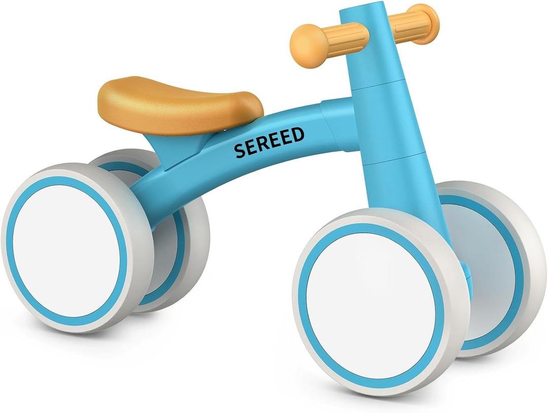 SEREED Baby Balance Bike for 1 Year Old Boys Girls 12-24 Month Toddler Balance Bike, 4 Wheels Toddler First Bike, First Birthday Gifts (Blue)
