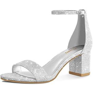 PIZZ ANNU Women's Low Block Chunky Heels Sandals Comfortable Open Toe Ankle Strap Party Dress Pump Shoes Strappy Buckle Heeled Sandal with 2 Inches Tall Thick Heel Design 7.5