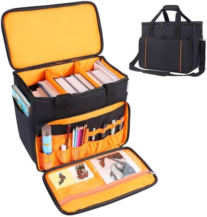 Carrying Bag for Comic Books Large Capacity Comic Storage and Organizer,with Detachable Dividers Portable Comic Book Box with Soft Handle,More Pockets for Accessories(Bag Only)
