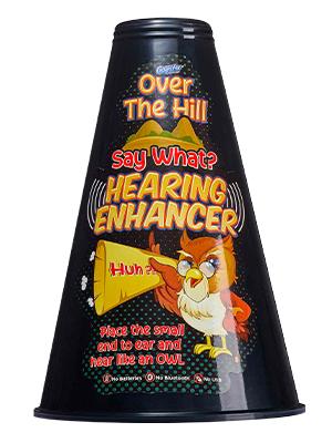 Gagster Over The Hill Say What? Ear Trumpet Hearing Enhancer - Hilarious Retirement Gag Gift - Funny Senior and Old People Birthday Prank - Old Fashioned Plastic Ear Horn for a Classic Practical Joke